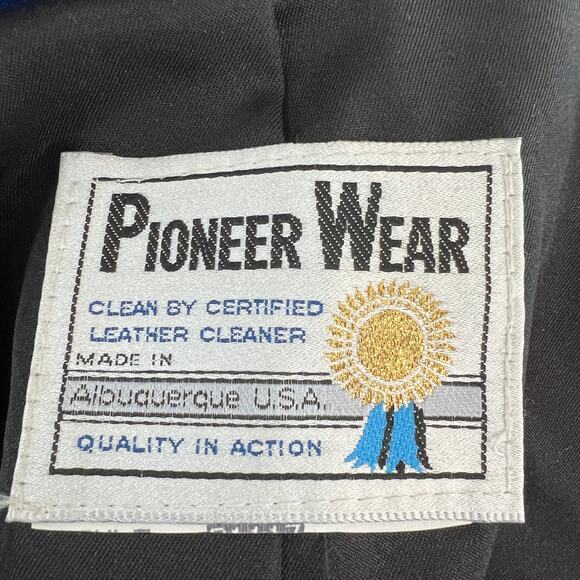 VINTAGE Pioneer Wear Blue Cowboy Western Suede Fringe Single Breasted Jacket VTG - Picture 7 of 9